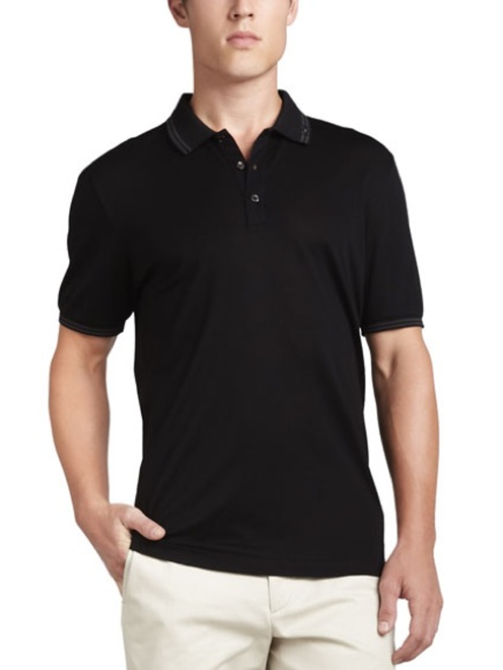 Salvatore Ferragamo Black Short-Sleeve Polo